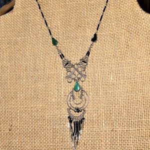 BoHo Native American Wire & Turquoise Necklace